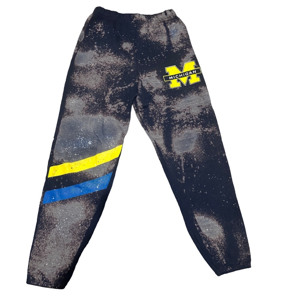 university of michigan umich wolverines sweatpants blue tie dye one size unisex